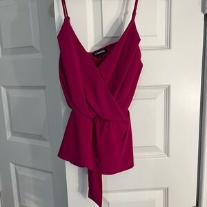 Express Women's Fuchsia Sleeveless Wrap Blouse